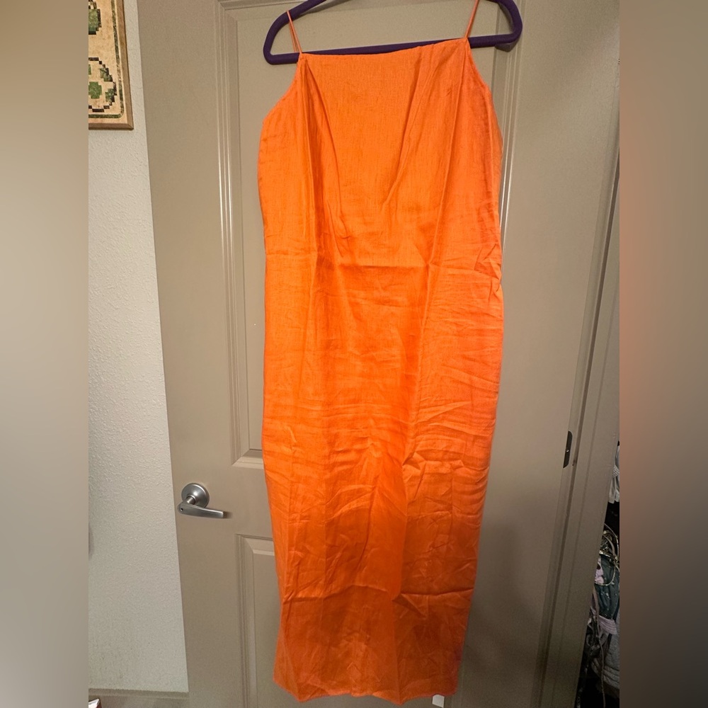 NWT Reformation Gael Linen Dress Orange - Size 12